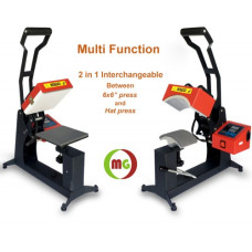 2 in 1 of Hat Cap Press and Logo Label Heat Press 6x6" Flat Platen Multi-function x-in-1