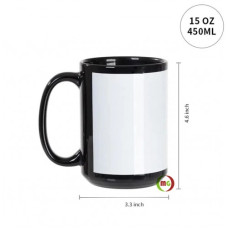 15oz Subli White Patch Mug in Black 36pcs/case 15oz Subli White Patch Mug in Black 36pcs/case